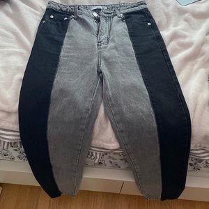 black and grey jeans